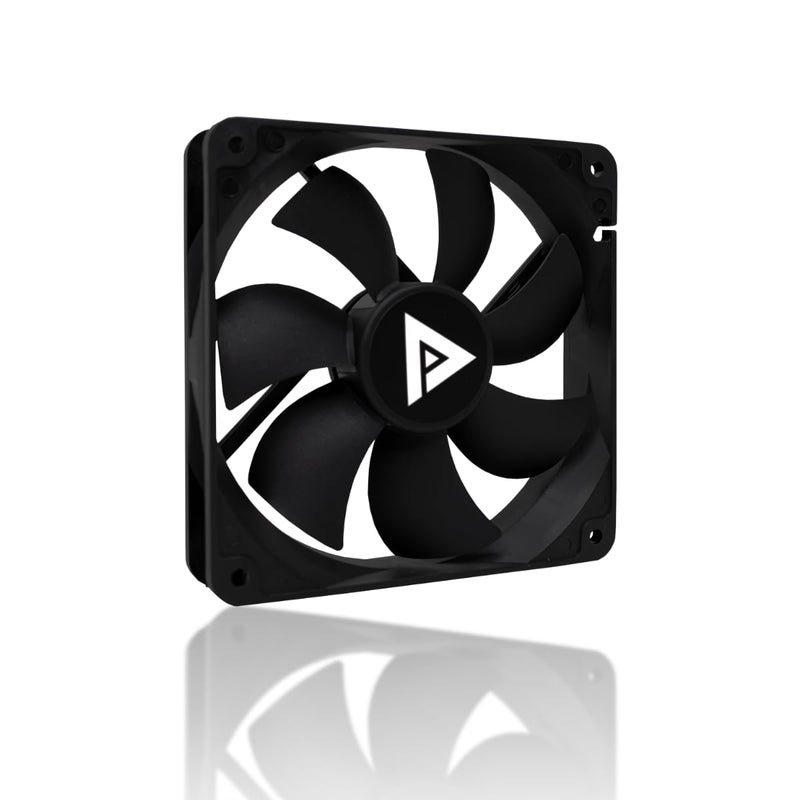 Apevia 120mm Silent PC Case Fan â€“ CF12S-BK, High Airflow 57.67 CFM, Low Noise 24.7 dBA, 4-Pin Molex & 3-Pin Motherboard Connector, 1350 RPM Cooling Fans - Image 1